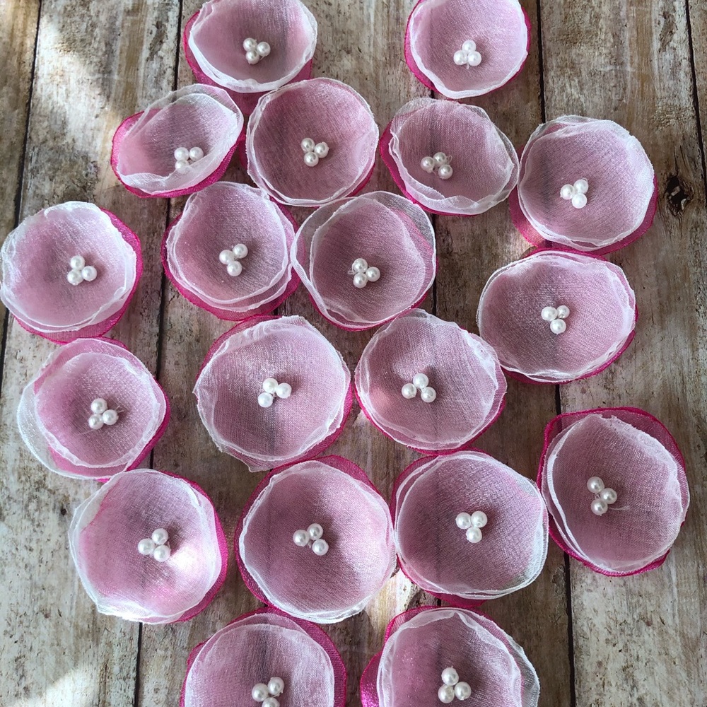 Organza fabric flower appliqués